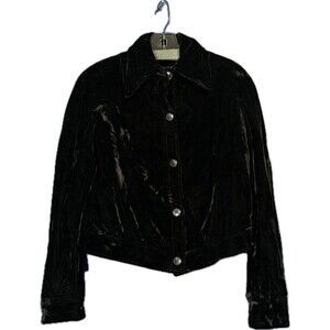 Something! by Oscar De La Renta Womens Black Crushed  Velvet Jacket -SOFT Sz S